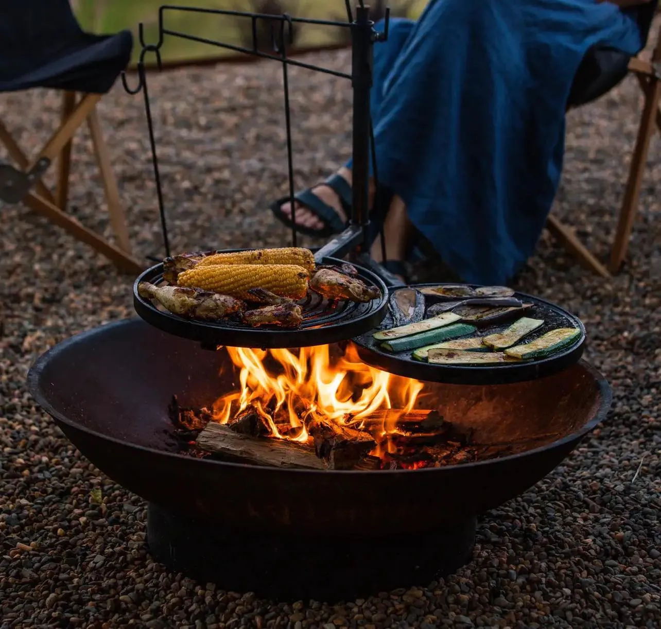 Swinging Hot Plate and Grill with Camp Oven Hook