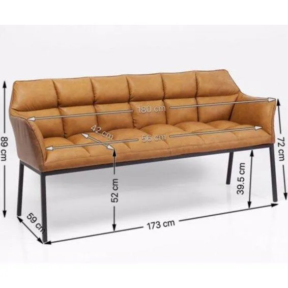 Thinktank Cognac Leather Bench