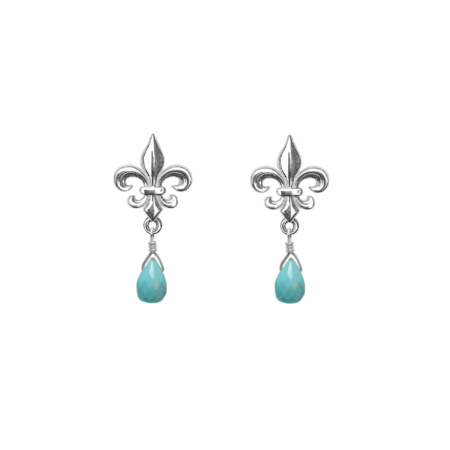 Tiny Fleur de Lis Gemstone Post Earrings