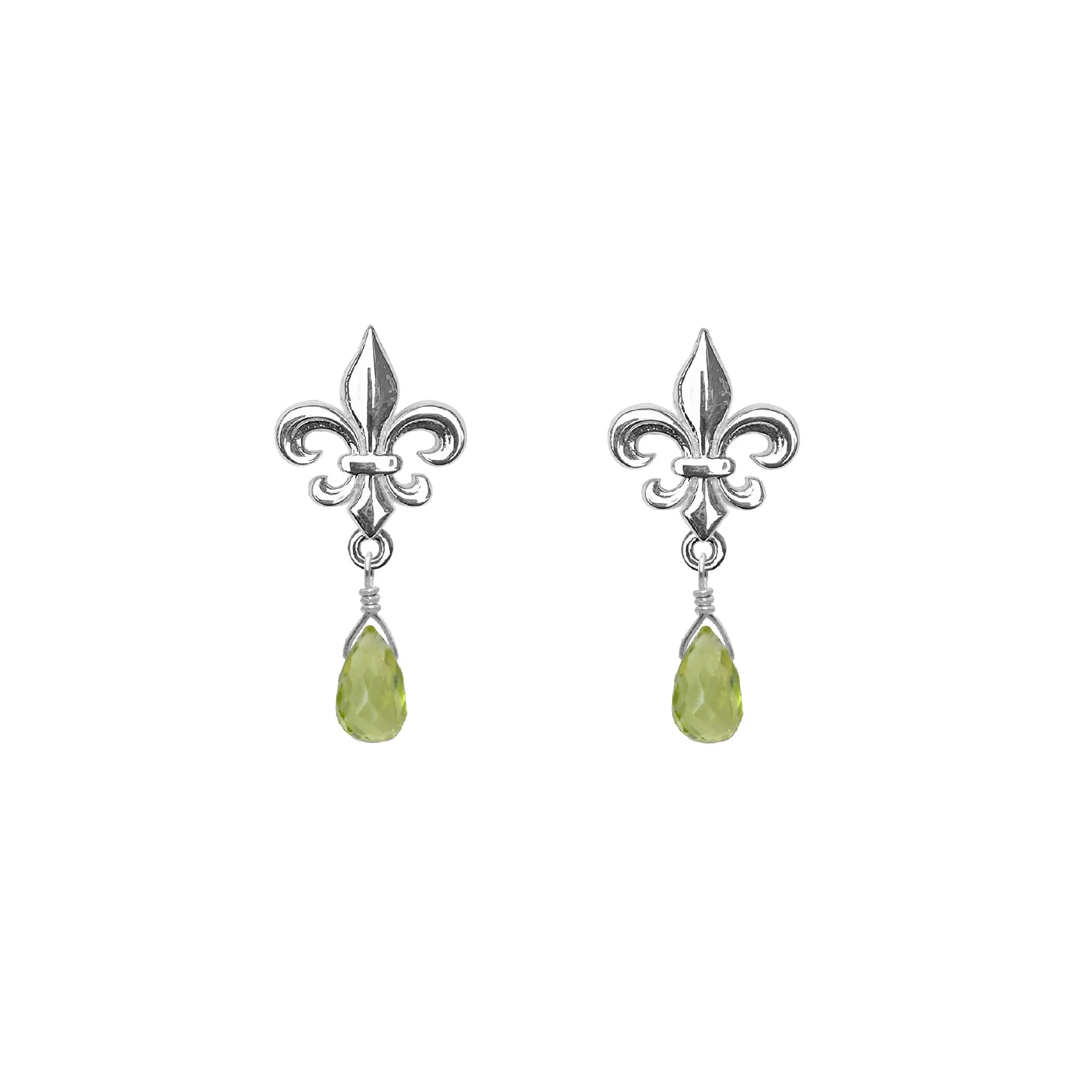 Tiny Fleur de Lis Gemstone Post Earrings