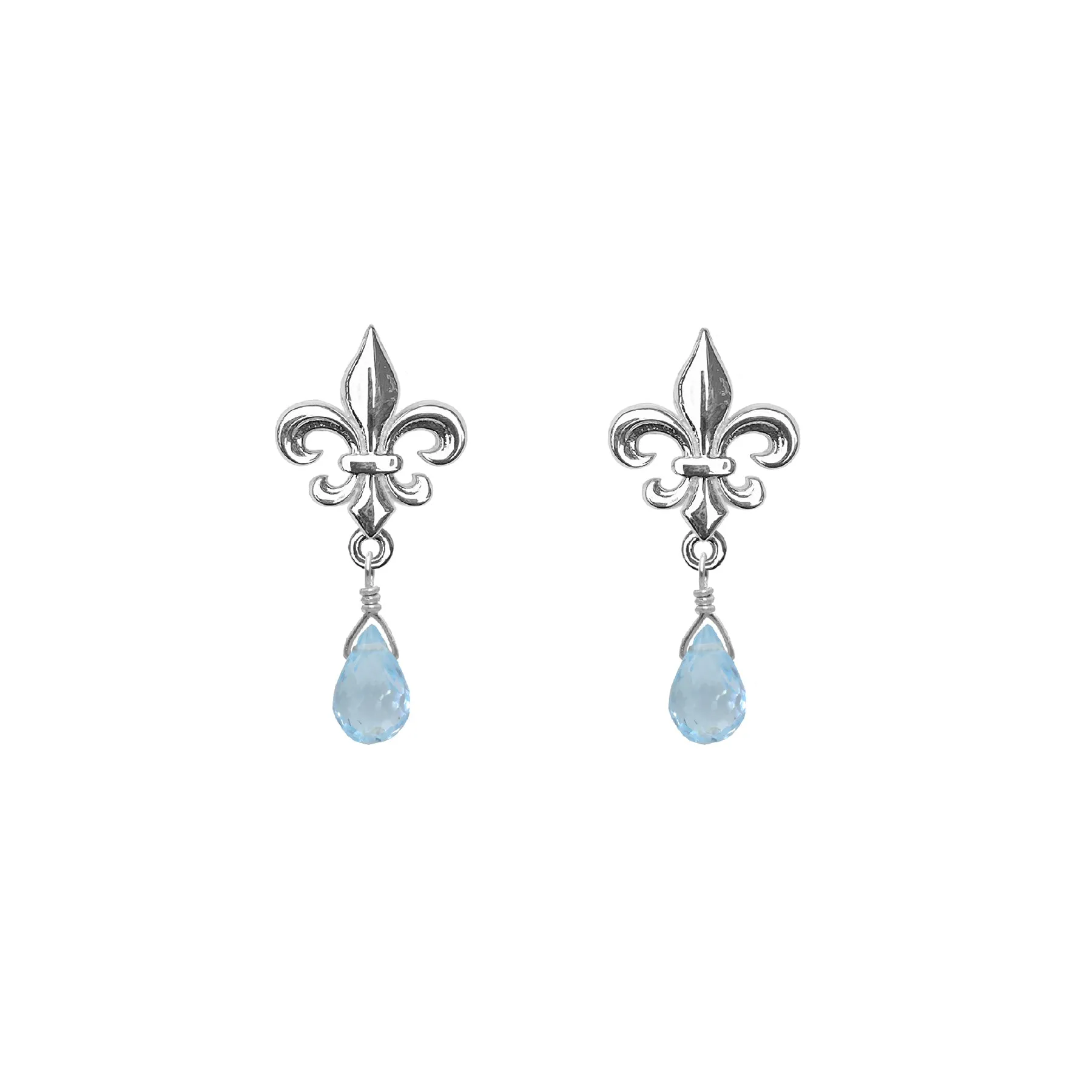 Tiny Fleur de Lis Gemstone Post Earrings