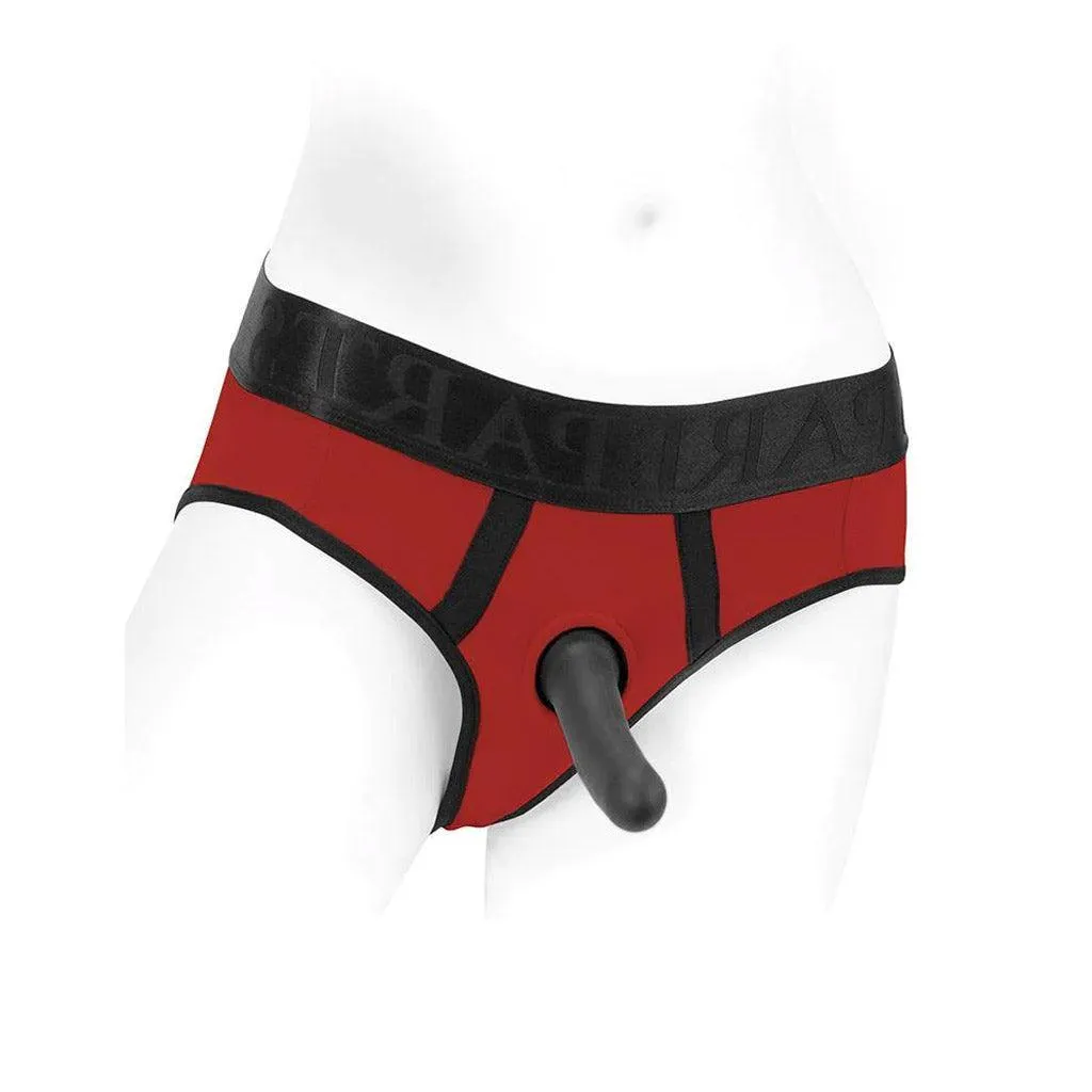 Tomboi Harness Red/Black Nylon Briefs by Spareparts