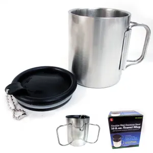 Travel Coffee Mug Stainless Steel Lid Tea Drink Tea Cup Handle Double Wall 10 Oz
