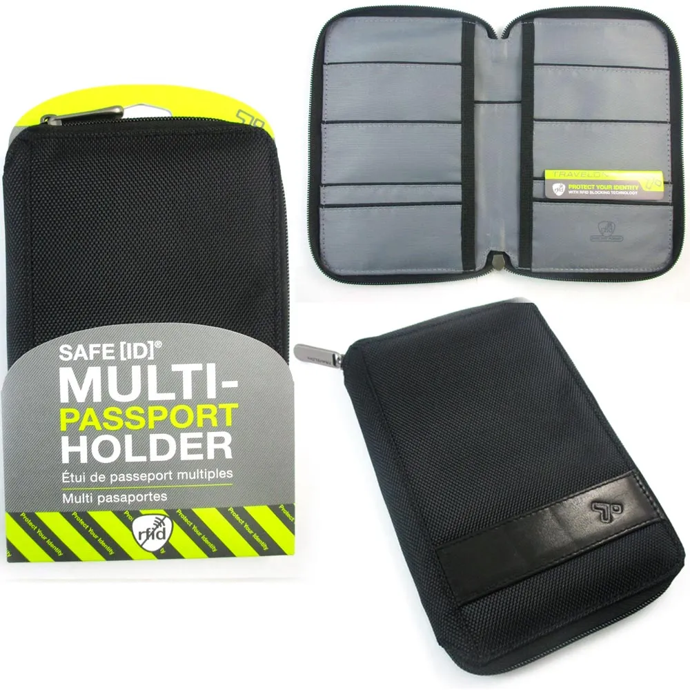 Travelon Safe ID Passports Holder RFID Blocking Wallet Documents Organizer Black