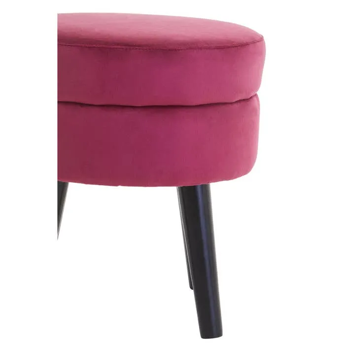 Wine Velvet Stool with Black Legs