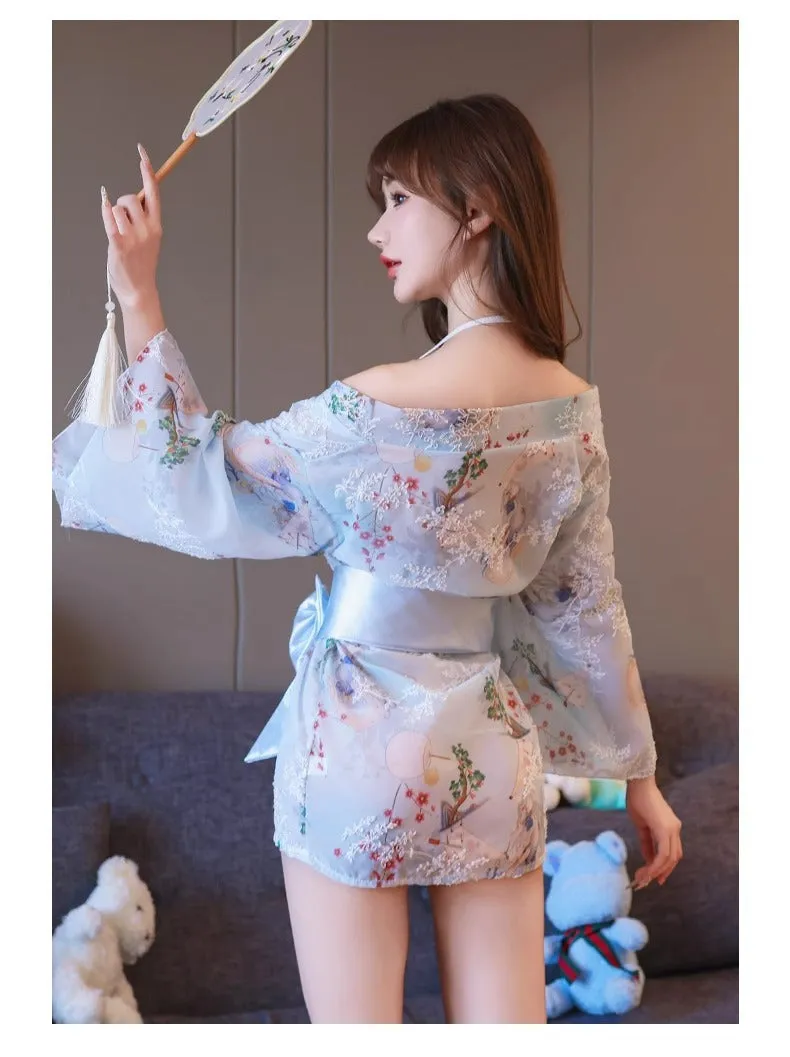 Women's Lingerie Sexy High-End Sensual Strap Nightdress Ice Silk Hanfu2025Hot-Selling Fashion Couple Bathrobe Set