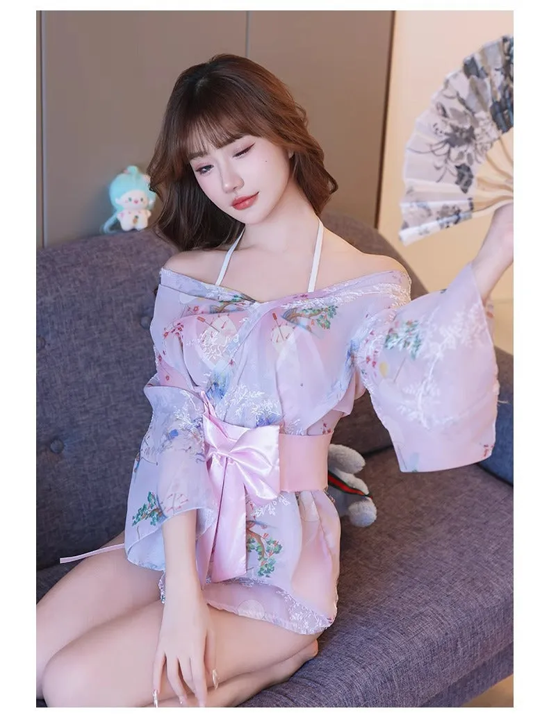 Women's Lingerie Sexy High-End Sensual Strap Nightdress Ice Silk Hanfu2025Hot-Selling Fashion Couple Bathrobe Set