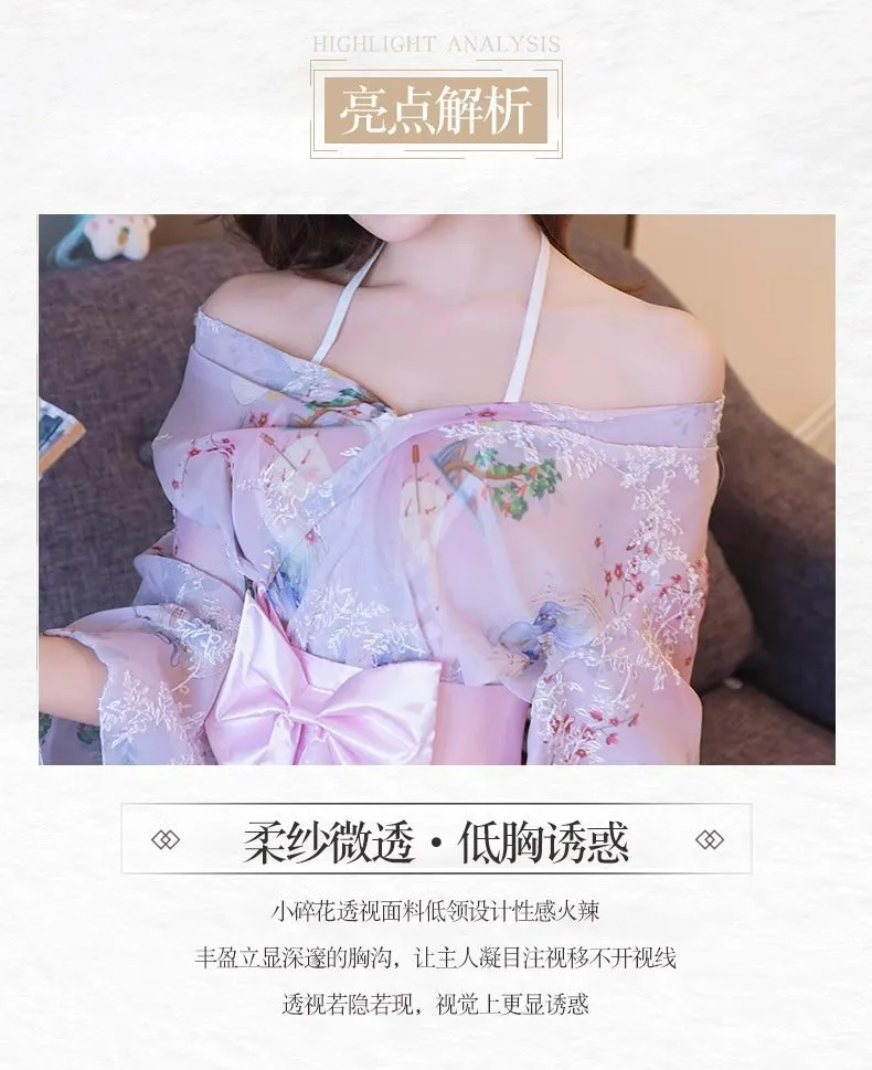 Women's Lingerie Sexy High-End Sensual Strap Nightdress Ice Silk Hanfu2025Hot-Selling Fashion Couple Bathrobe Set