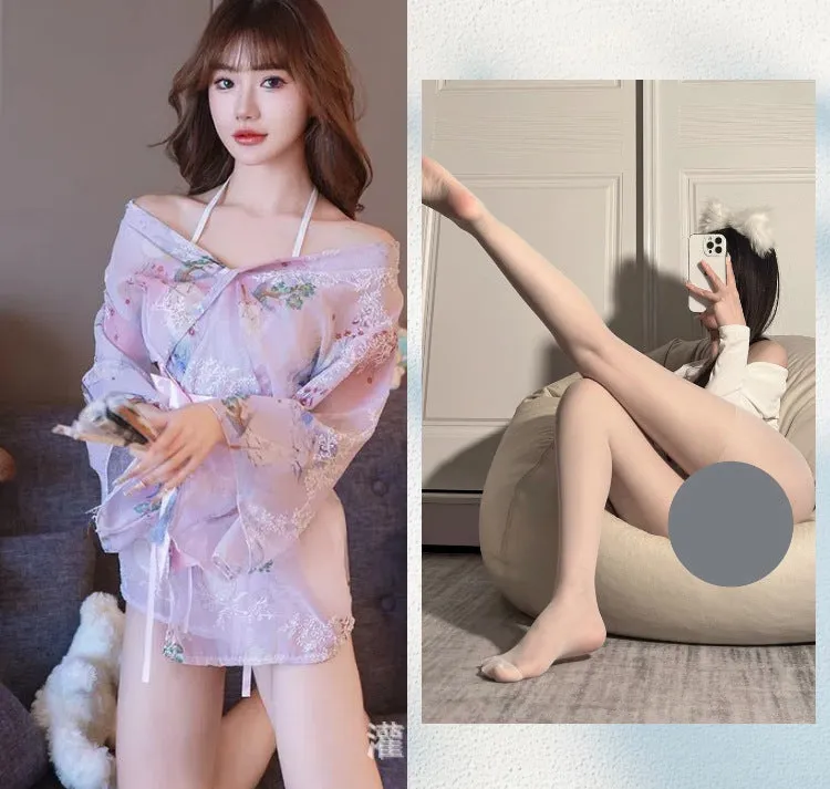 Women's Lingerie Sexy High-End Sensual Strap Nightdress Ice Silk Hanfu2025Hot-Selling Fashion Couple Bathrobe Set