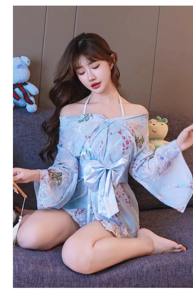 Women's Lingerie Sexy High-End Sensual Strap Nightdress Ice Silk Hanfu2025Hot-Selling Fashion Couple Bathrobe Set