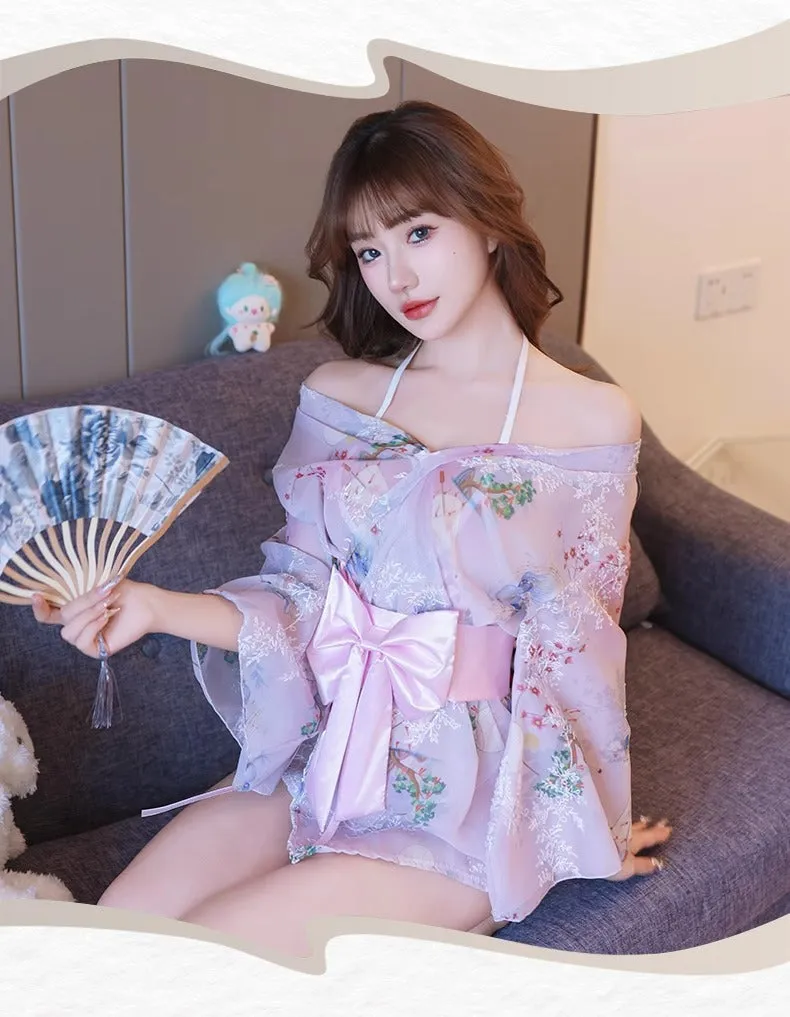Women's Lingerie Sexy High-End Sensual Strap Nightdress Ice Silk Hanfu2025Hot-Selling Fashion Couple Bathrobe Set