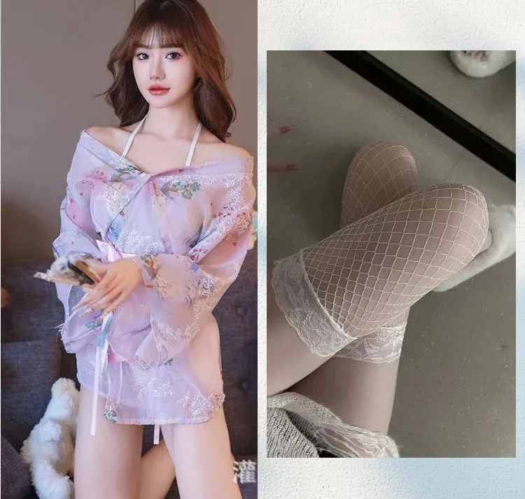Women's Lingerie Sexy High-End Sensual Strap Nightdress Ice Silk Hanfu2025Hot-Selling Fashion Couple Bathrobe Set