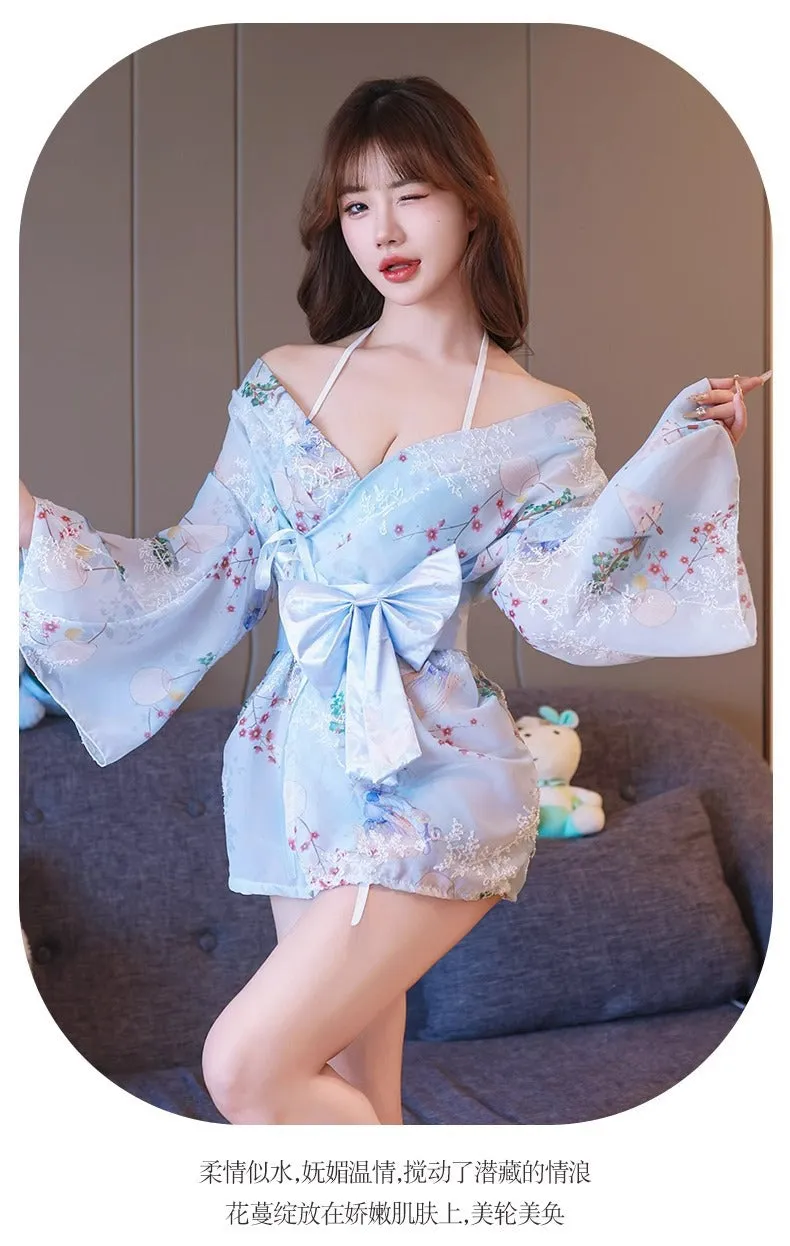 Women's Lingerie Sexy High-End Sensual Strap Nightdress Ice Silk Hanfu2025Hot-Selling Fashion Couple Bathrobe Set